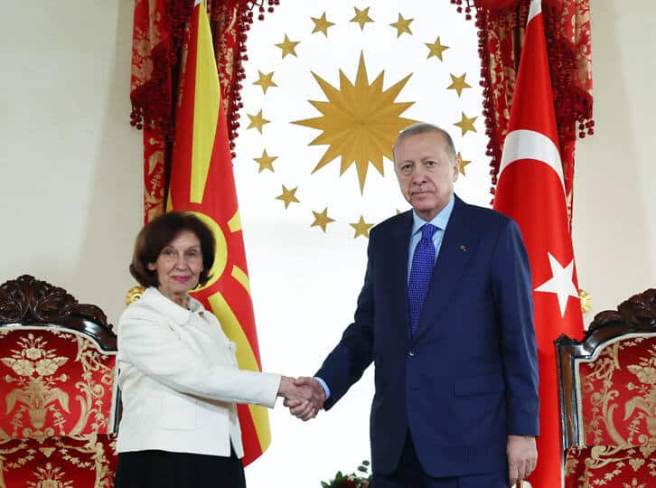 Erdoğan ve Kuzey Makedonya Cumhurbaşkanı Siljanovska-Davkova Dolmabahçe'de Görüştü