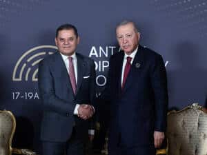 Erdoğan ve Libya Başbakanı Dibeybe Antalya Diplomasi Forumu'nda Görüştü